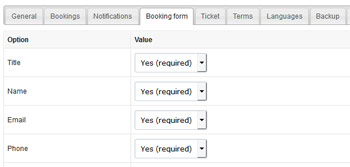 Manage booking system options