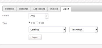 Reservations export CSV, XML, iCal